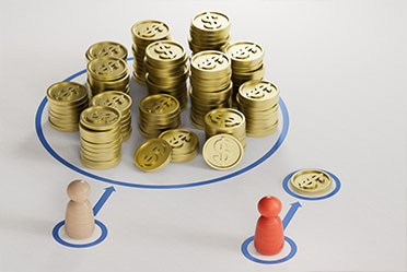 California Estate Fairness: Piles of gold coins and game pieces showing fair vs equal inheritance.
